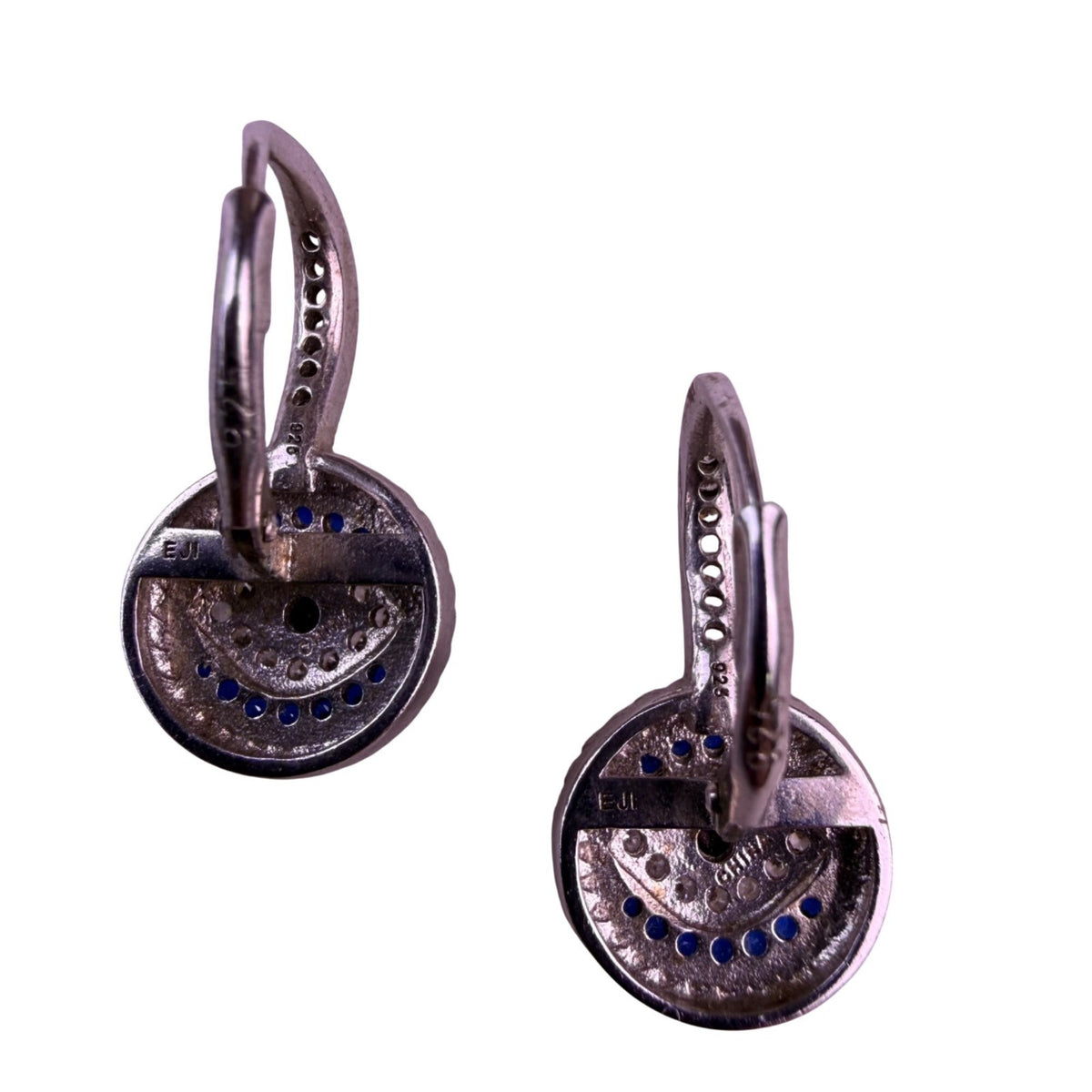 Sterling Silver Womens Silver Tone Evil Eye Earrings Synthetic Blue Sapphires