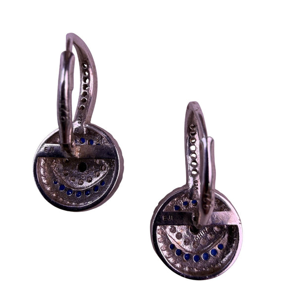 Sterling Silver Womens Silver Tone Evil Eye Earrings Synthetic Blue Sapphires