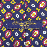 Vintage Brooks Brothers Mens Blue Yellow Red All Silk Handmade Pattern Neck Tie