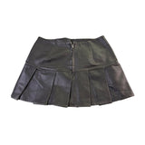 Pretty Little Thing Women Black Faux Leather Mini Pleated Skirt W/Buckle Sz  0