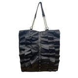 DSW Women’s Black Faux Leather Ruffle With Chain Straps Tote Bag