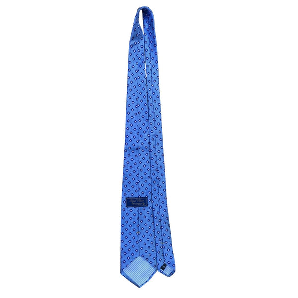 Royal Classic Mens Blue Silk Necktie Geometric Pattern Tailored For Tom James