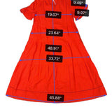 Chicos Womens Red Linen Maxi Dress Tiered Design Flutter Sleeves Size 2 (L - 12)