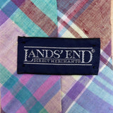 Lands End Mens Multicolor Cotton Plaid Necktie Classic Pattern