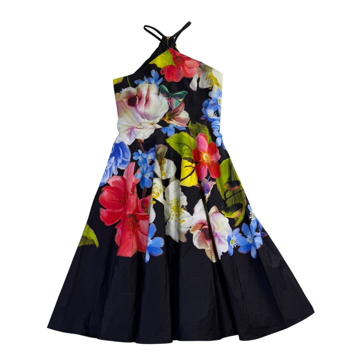 Ted Baker Womens Black Floral Halter Neck Midi Dress Size Size 2