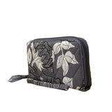 Vera Bradley Women’s Gray Floral Cotton RFID Quilted Zip Around Wristlet Wallet