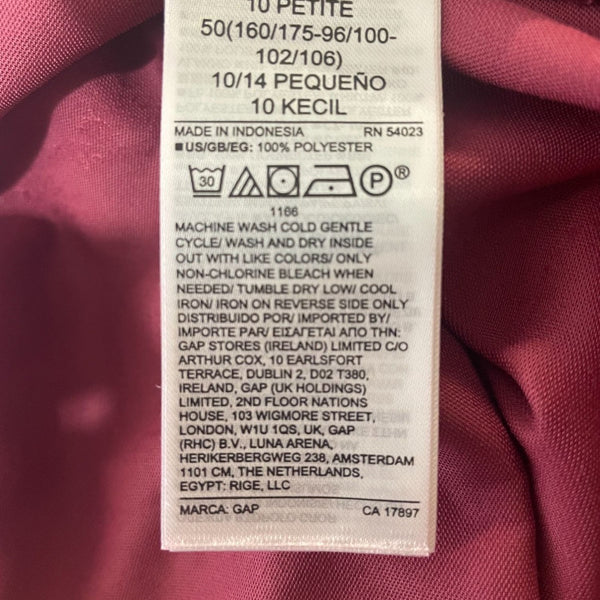 GAP Red Velvet Pants Size 10 Petite Made In Indonesia New