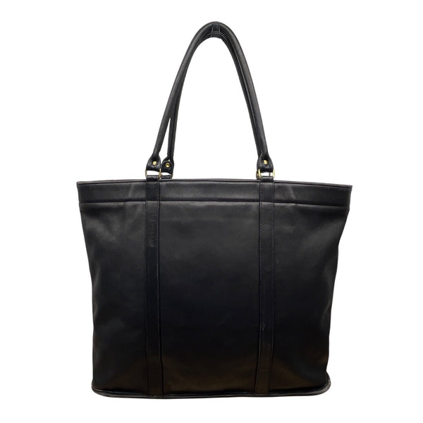 Coach Black Leather With Shoulder Straps & Gold-Tone Hardware Tote Bag Sz L