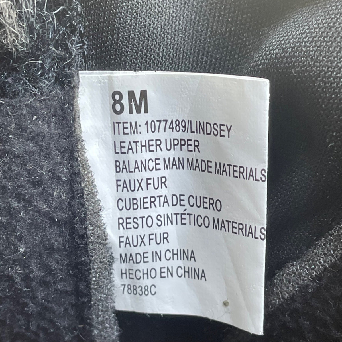 Khombu Women’s Black Leather Faux Fur Winter Buckle Accent Ankle Boots Size 8M