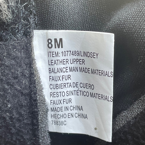 Khombu Women’s Black Leather Faux Fur Winter Buckle Accent Ankle Boots Size 8M