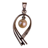 Sterling Silver Womens Natural Pearl Pendant Unique Elegant Design