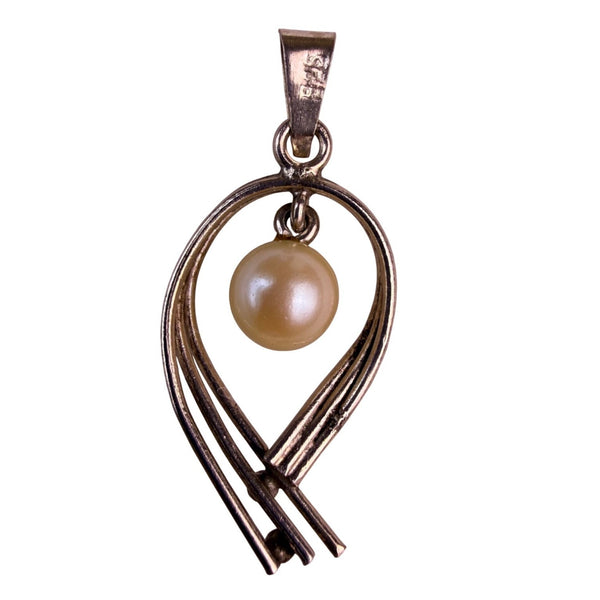 Sterling Silver Womens Natural Pearl Pendant Unique Elegant Design