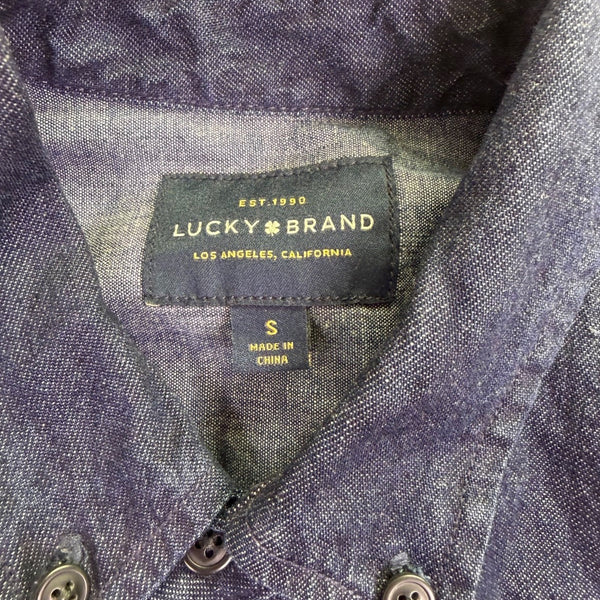 Lucky Brand Dark Wash Denim Mens Button-Up Long Sleeve Shirt Size S