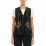 Rose Fashion Womens Black Embroidered Sleeveless Vest Chain Horse Design Sz M
