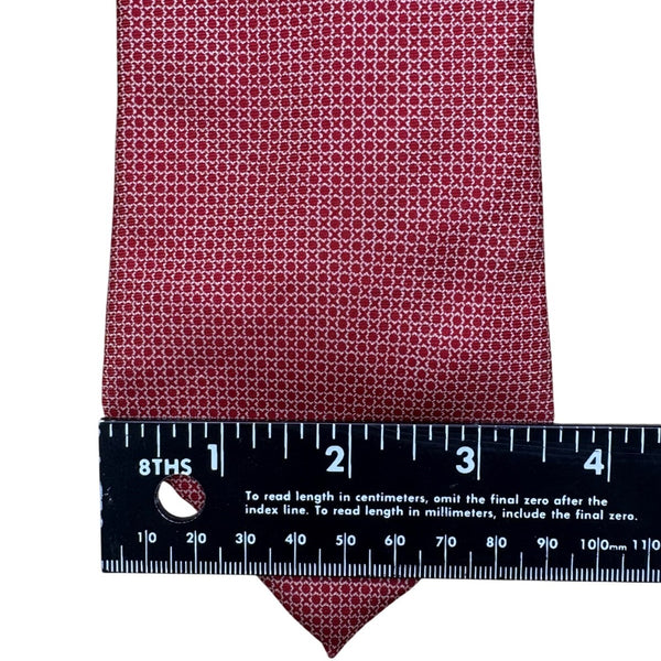 Christian  Red Silk Patterned Neck Tie Woven In Italy Elegant Classic Style