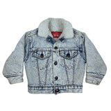 Levis Kids Sherpa Lined Denim Jacket Blue Faded Look Cozy & Stylish Outerwear