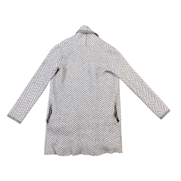 Ann Taylor Womens Gray Chevron Wool Blend Open Front Cardigan Sweater Size SP
