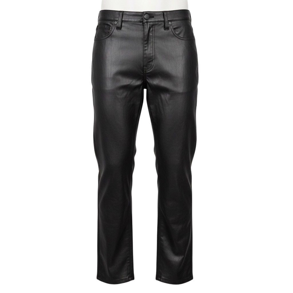 J.Crew Womens Black Faux Leather Pants Slim Fit Straight Leg Design Size 31