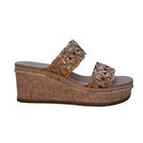Baretraps Women’s Natural Leather Braided Strap Cork Wedge Sandals Size 11M