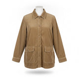 Appleseeds Womens Tan Corduroy Button-Up Jacket Two Pockets Relaxed Fit Size 1X
