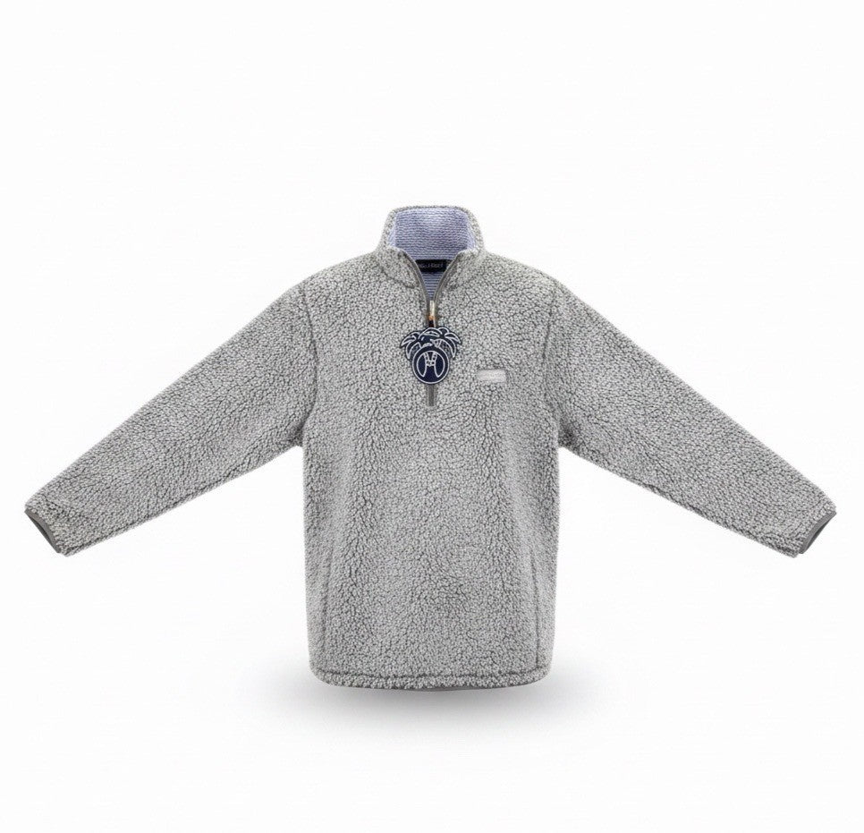 USA Palm Mens Grey Reversible Sherpa Fleece Pullover 6-Way Stretch Warm Sz L