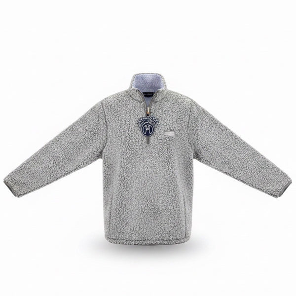 USA Palm Mens Grey Reversible Sherpa Fleece Pullover 6-Way Stretch Warm Sz L