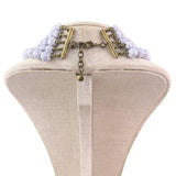 Baublebar Womens White Acrylic Multi-Strand Bib Necklace Adjustable Length