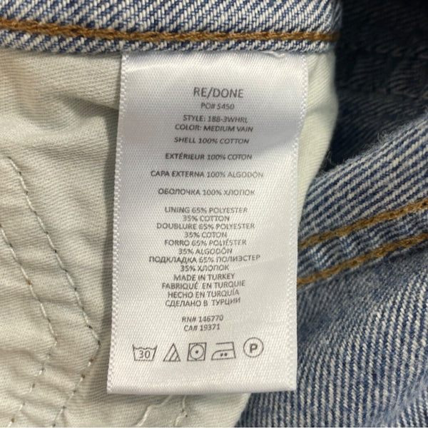 Re/Done Women's Blue Wide Jeans with Distressed Look at Length End  Sz 24