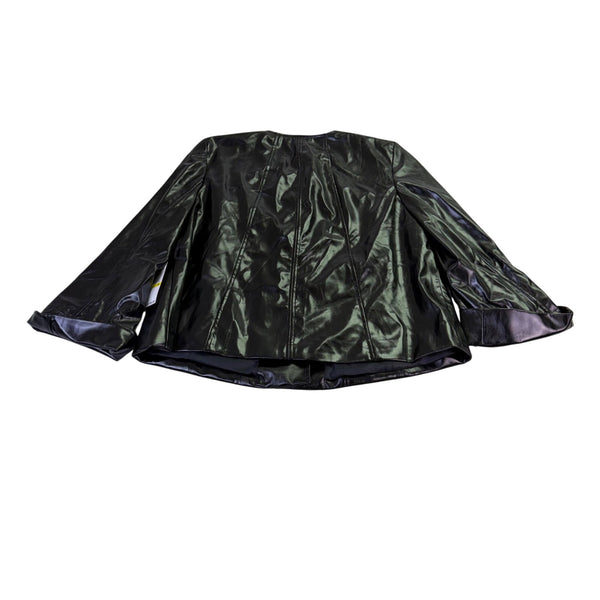 Kenneth Cole Reaction Womens Black Shiny Jacket Stylish Lightweight Design Sz M