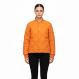 Lucky Brand Womens Orange Quilted Jacket Water-Resistant Durable Size L