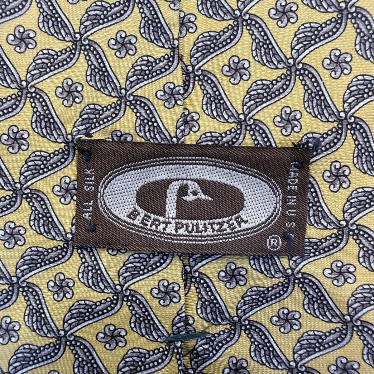 Bert Pullitzer  Yellow & Navy Silk Mens Patterned Tie By Beau Ties