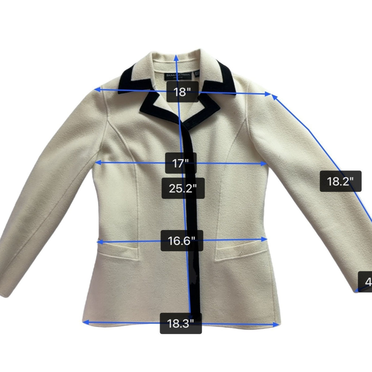 Dana Buchman Womens Cream & Black Blazer Petite Size 6