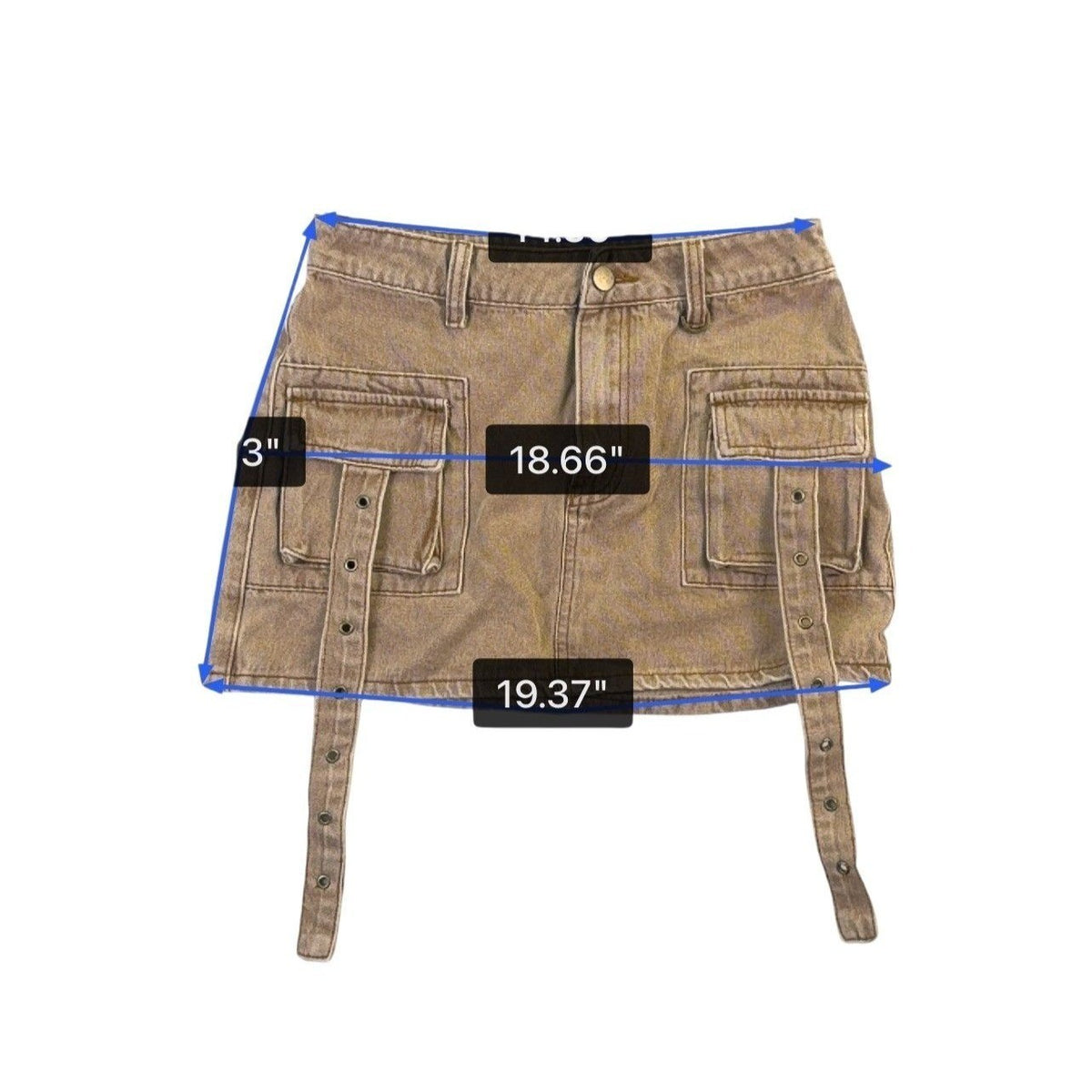 Fashion Nova Womens Brown Washed Micro Mini Skirt W/ Pockets Size M