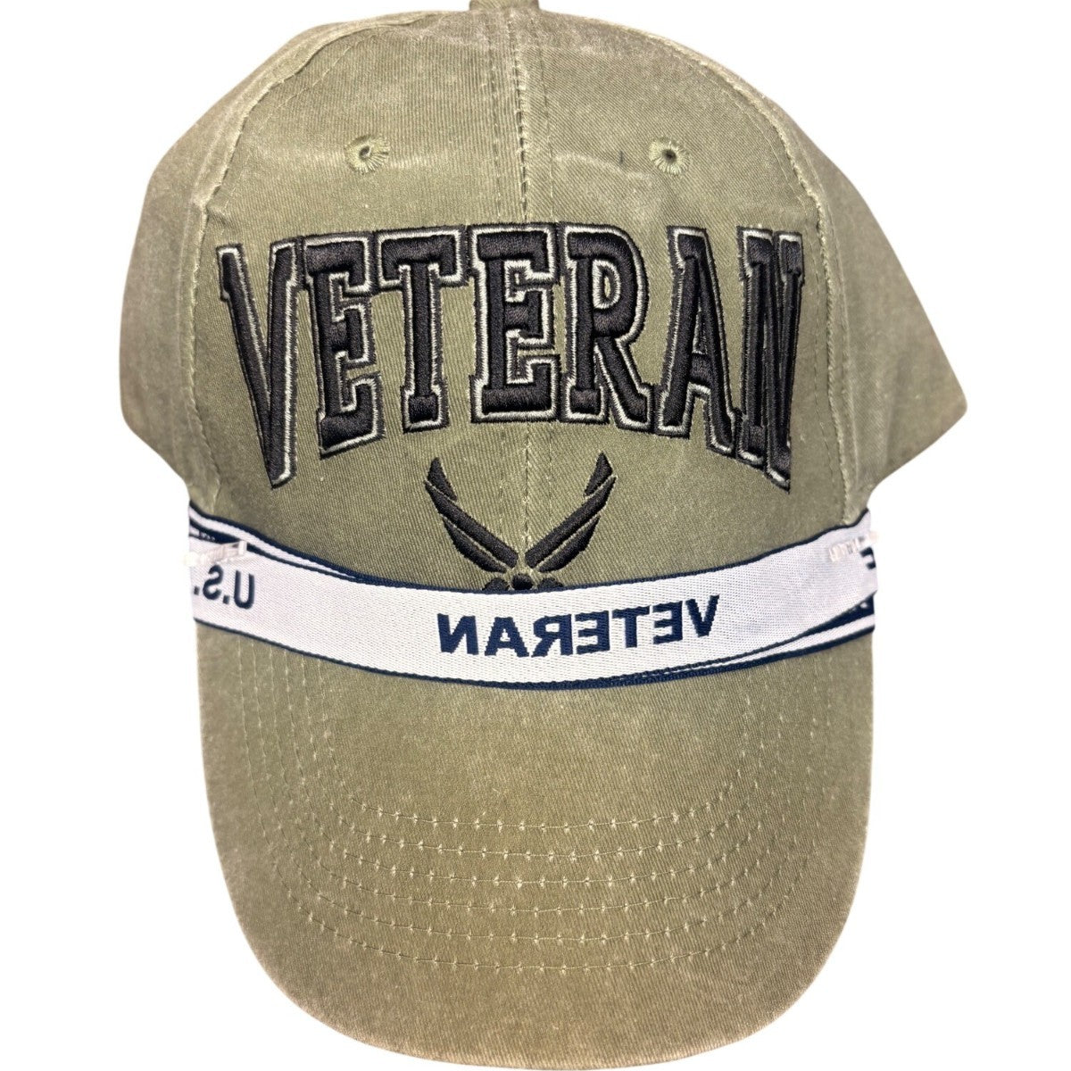 Extreme Embroidery Mens Olive  Air Force Veteran Cap & Lanyard Set Adjustable