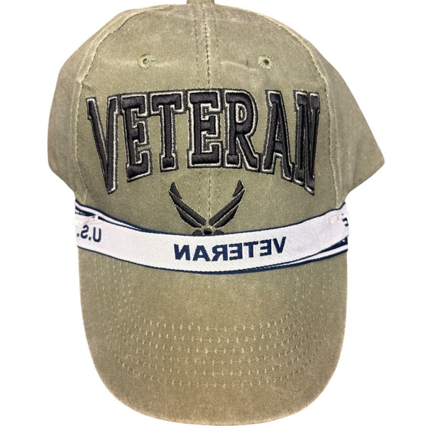 Extreme Embroidery Mens Olive  Air Force Veteran Cap & Lanyard Set Adjustable