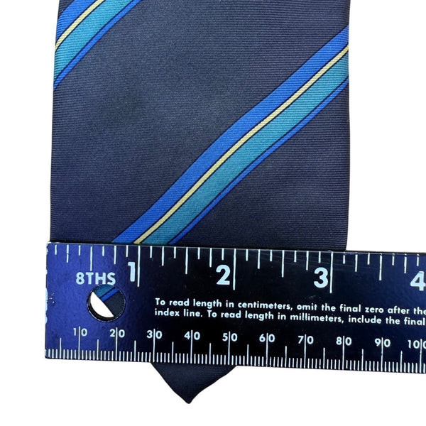 Geoffrey Beene Mens Navy Blue 100% Silk Striped Tie Classic Accessory