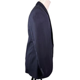 Christian Mens Navy Virgin Wool Pinstripe Suit Jacket & Pants Two Piece Set