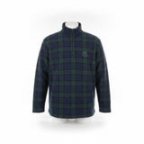 Ralph Lauren Mens Navy & Green Pullover Fleece Plaid Half Zip Sweater Size L
