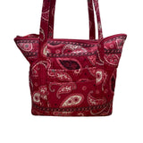 Vera Bradley Women’s Red Cotton Paisley Tote Bag With Matching Accessory Set