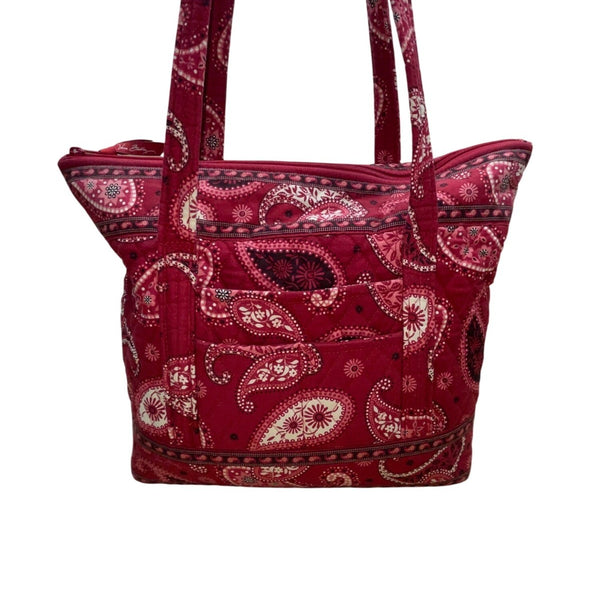Vera Bradley Women’s Red Cotton Paisley Tote Bag With Matching Accessory Set