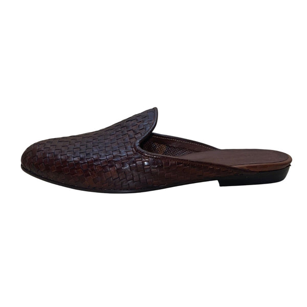Sesto Meucci Men’s Brown Leather Woven Slip-On Mule Shoes Size 10M