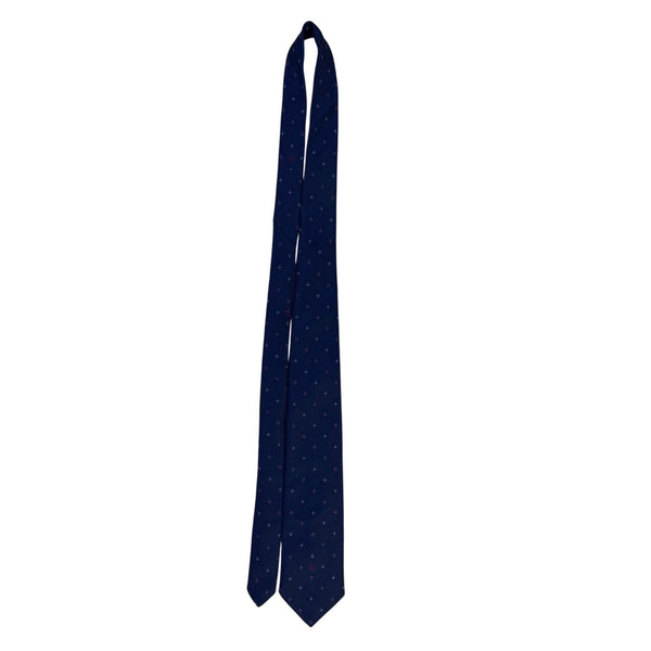 Christian Mens Navy Blue Polyester & Silk Necktie Patterned Classic