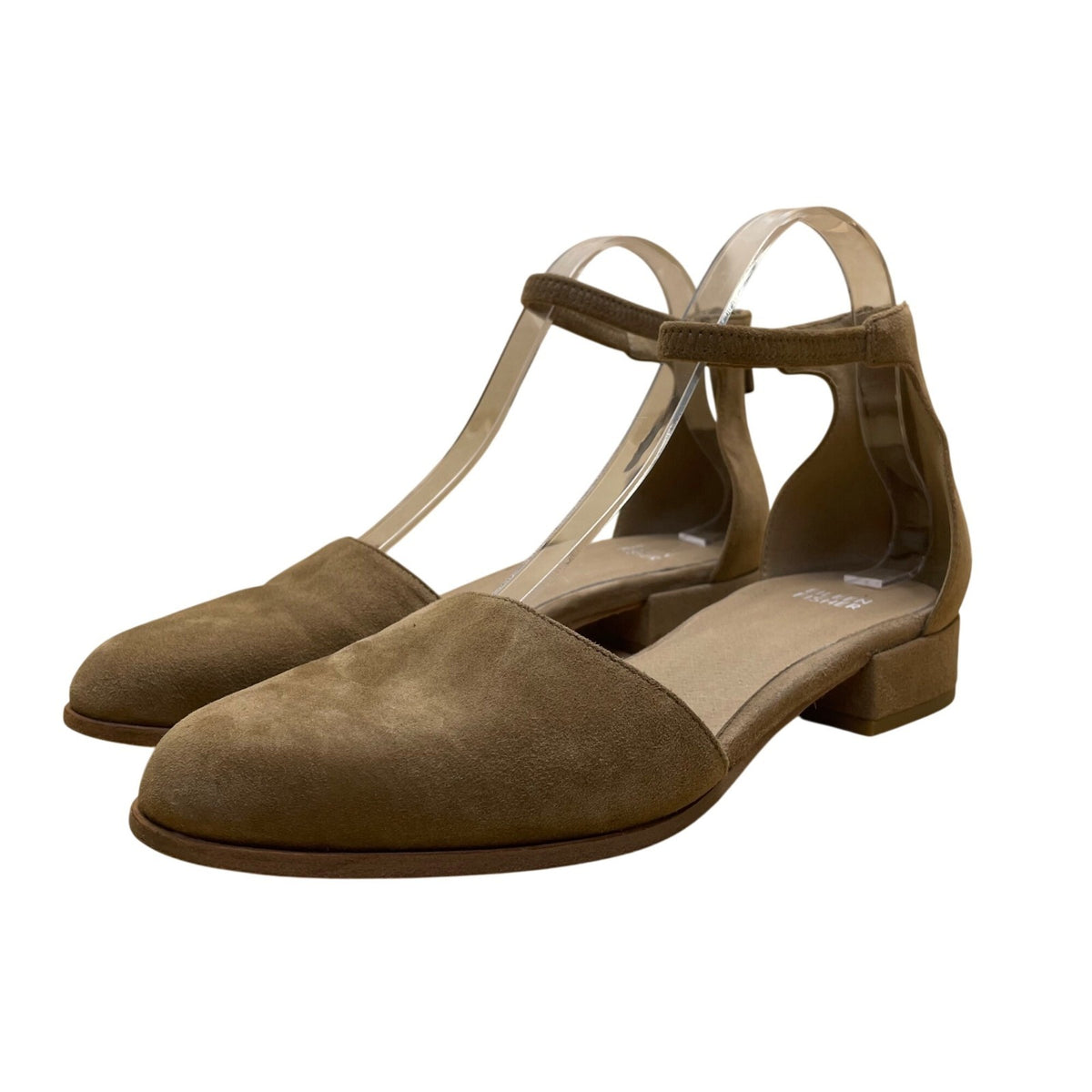 Eileen Fisher Women's Brown Suede Ankle Strap DOrsay Low Block Sandals Size 9
