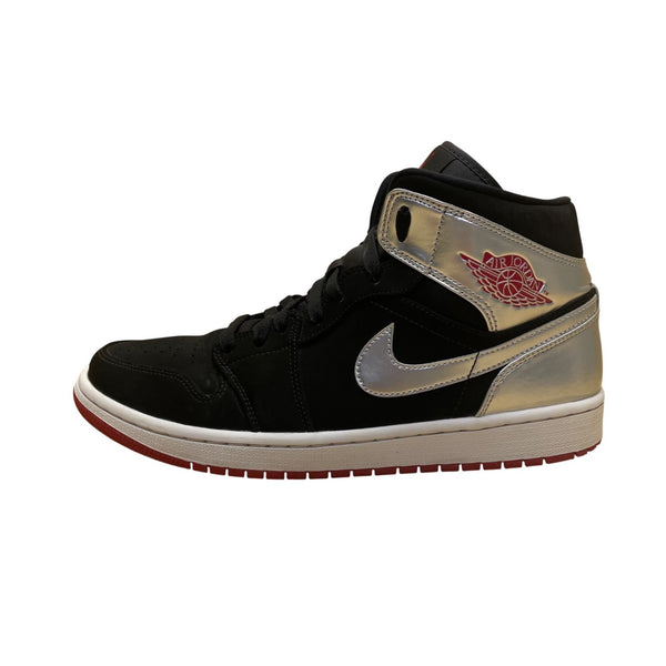 Air Jordan Men Black & Silver Nubuck High-Top Basketball Sneakers Size 9.5