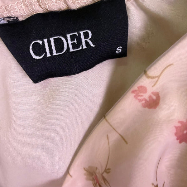 Cider Womens Pink Floral Mini Dress W/Puff Sleeves Light Purple Accents S