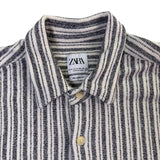 Zara Mens White & Black Striped Short Sleeve Relaxed Fit Shirt Sz M