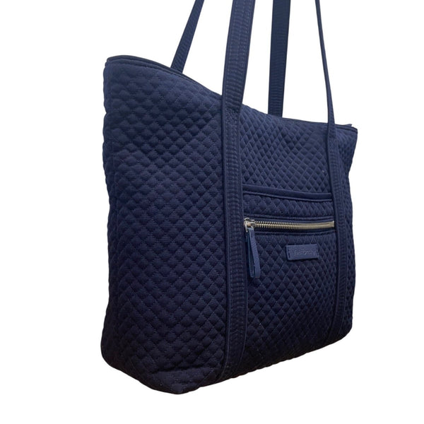 Vera Bradley Women’s Navy Blue Quilted With Zipper Closure Shoulder Tote Bag