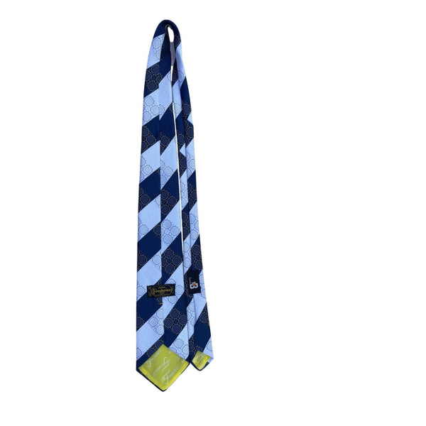 John Frederics Mens Blue/White Polyester Argyle Necktie Geometric Design