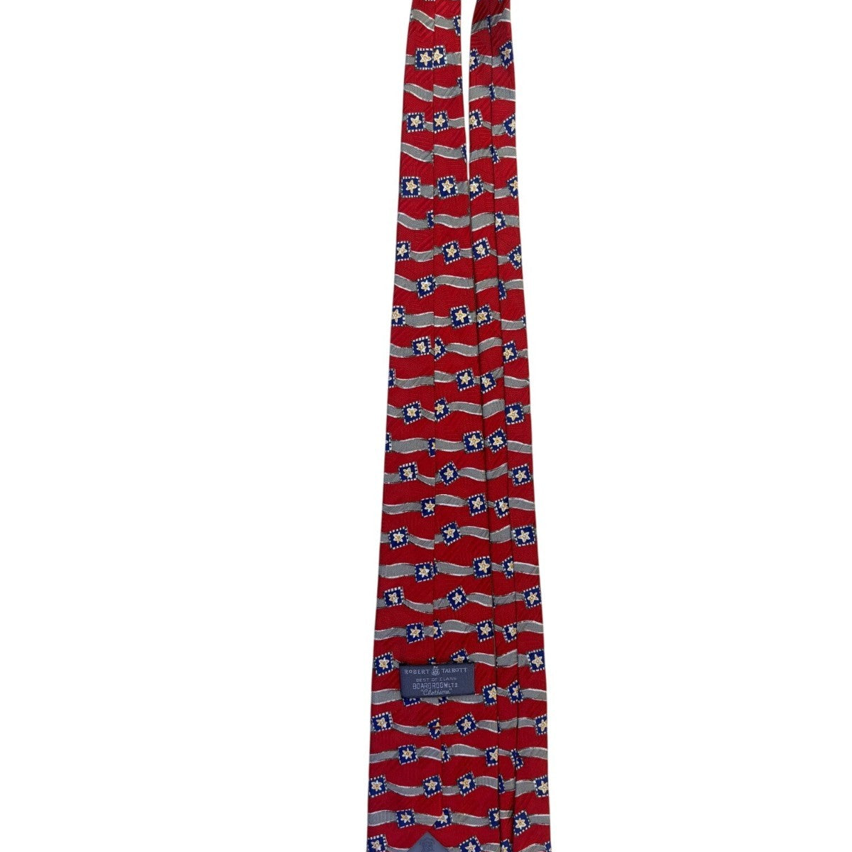Robert Talbott Mens Red Silk Floral Pattern Tie Hand Sewn Made In Italy