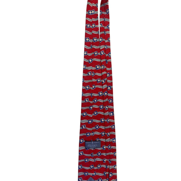 Robert Talbott Mens Red Silk Floral Pattern Tie Hand Sewn Made In Italy